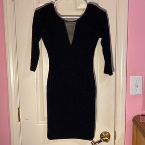 Short black & blue sparkle party dress